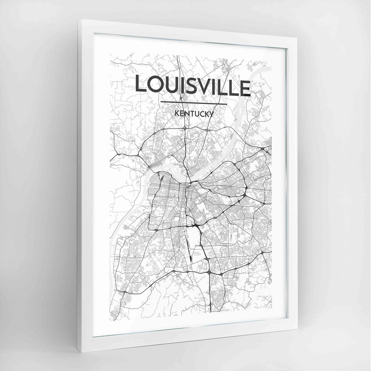 Louisville Map Art Print - Framed
