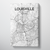 Louisville City Map Canvas Wrap - Point Two Design - Black & White Print