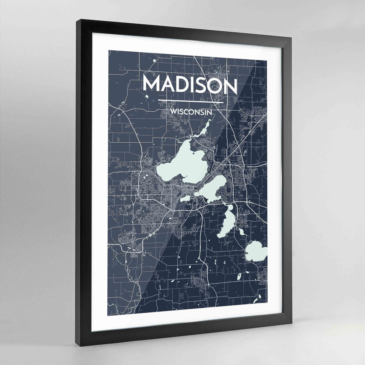 Framed Madison City Map Art Print - Point Two Design