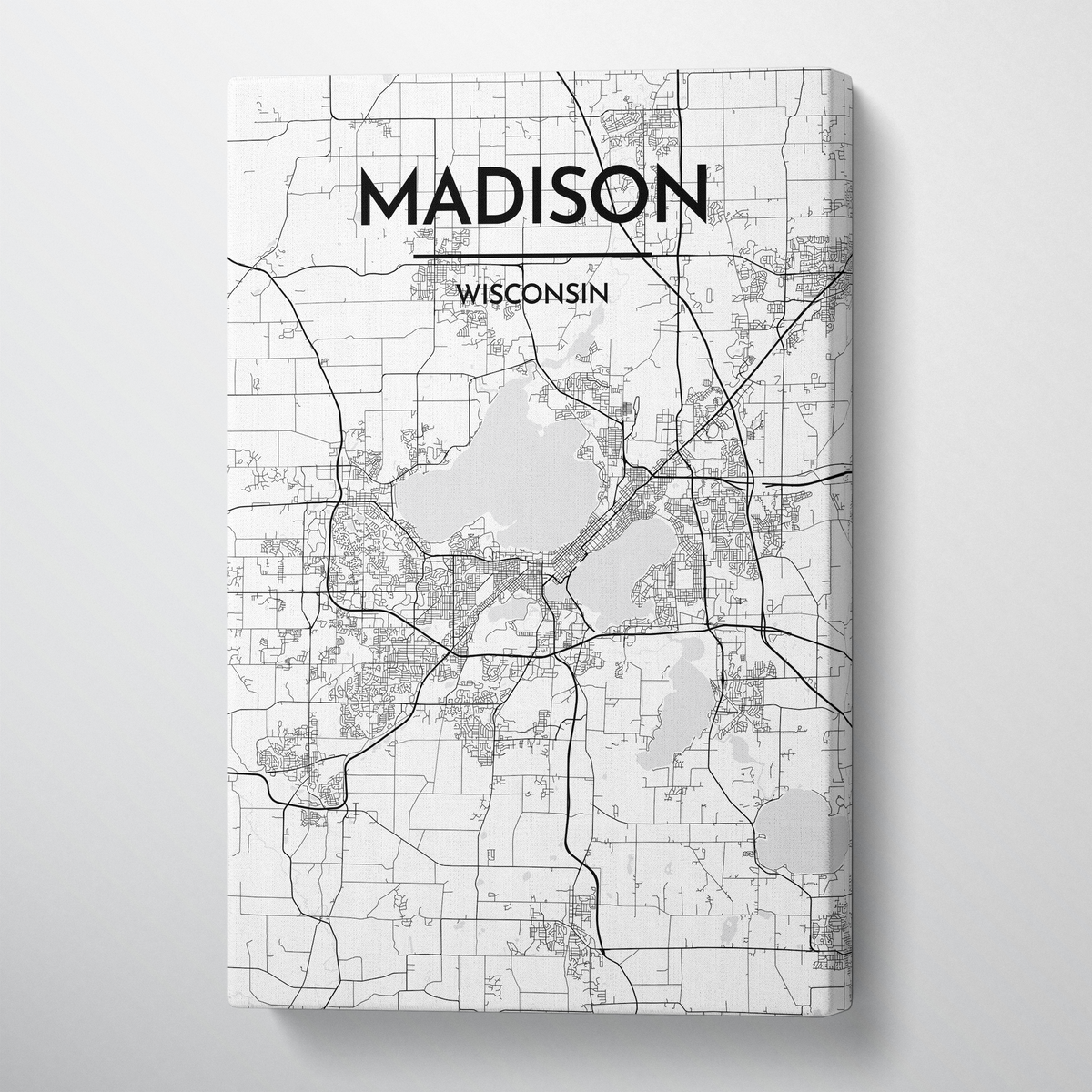 Madison City Map Map Canvas Wrap - Point Two Design