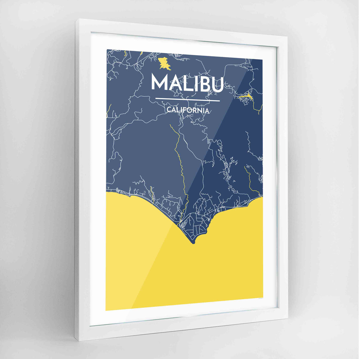 Malibu Map Art Print - Framed