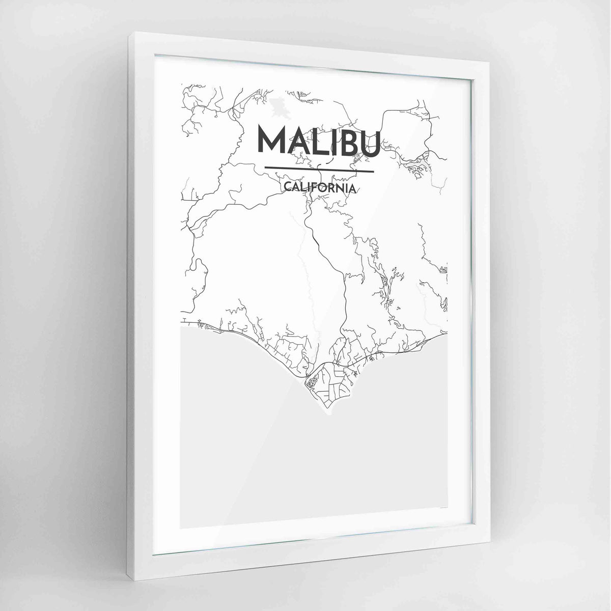 Malibu Map Art Print - Framed