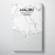 Malibu City Map Canvas Wrap - Point Two Design - Black & White Print