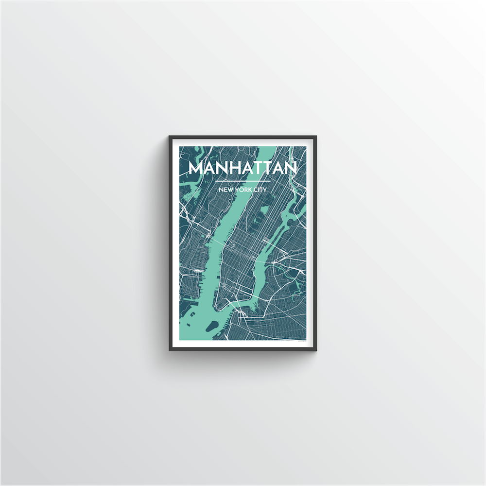 Manhattan Map Art Print - Point Two Design