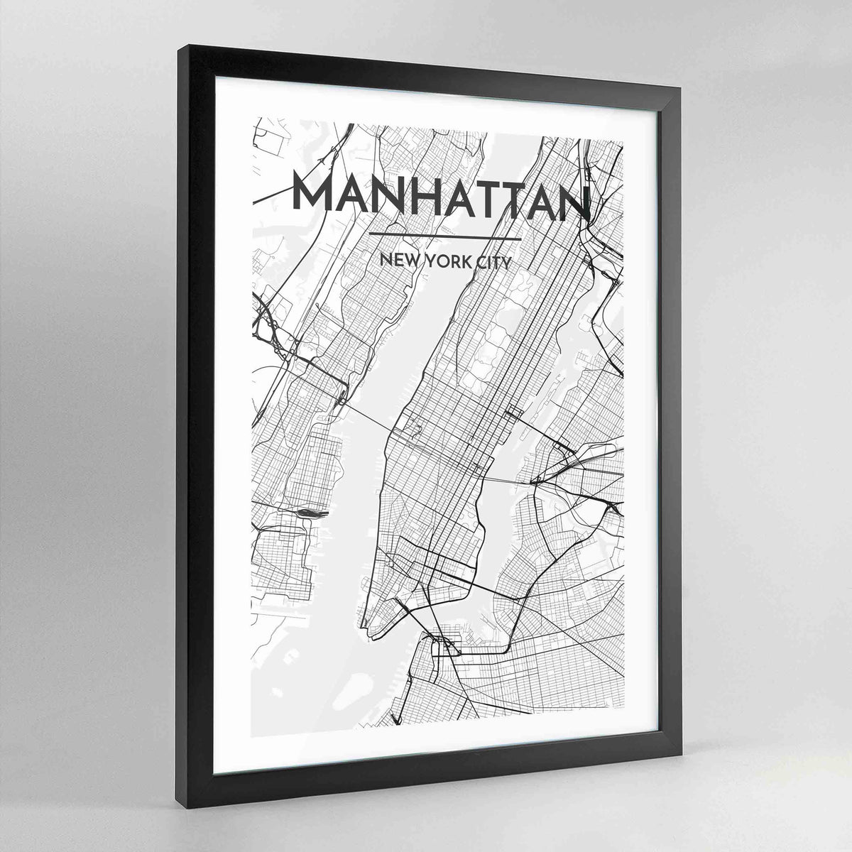 Manhattan Map Art Print - Framed