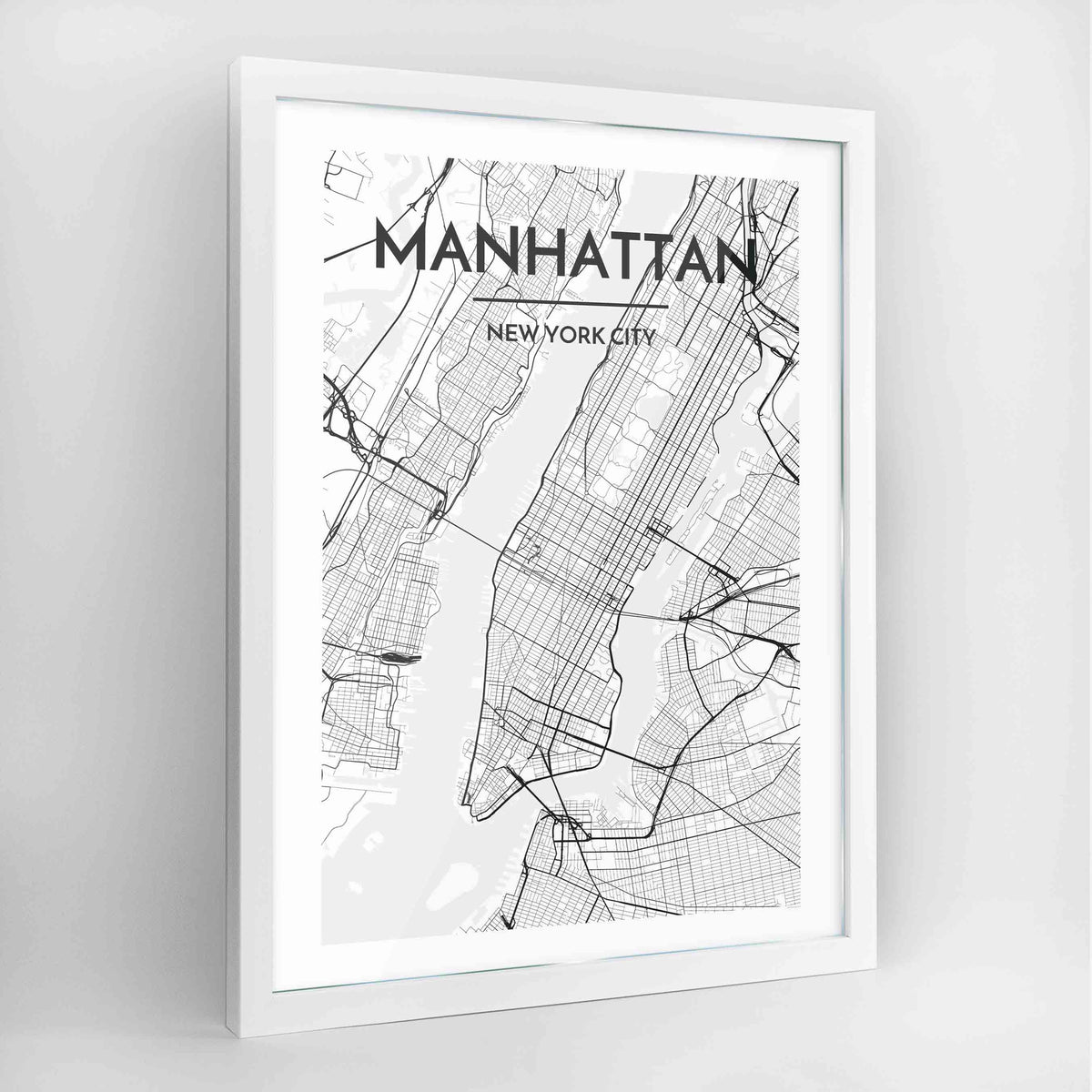 Manhattan Map Art Print - Framed