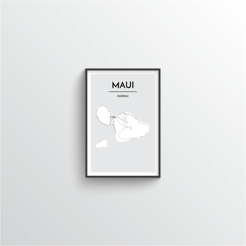 Maui Map Art Print - Point Two Design