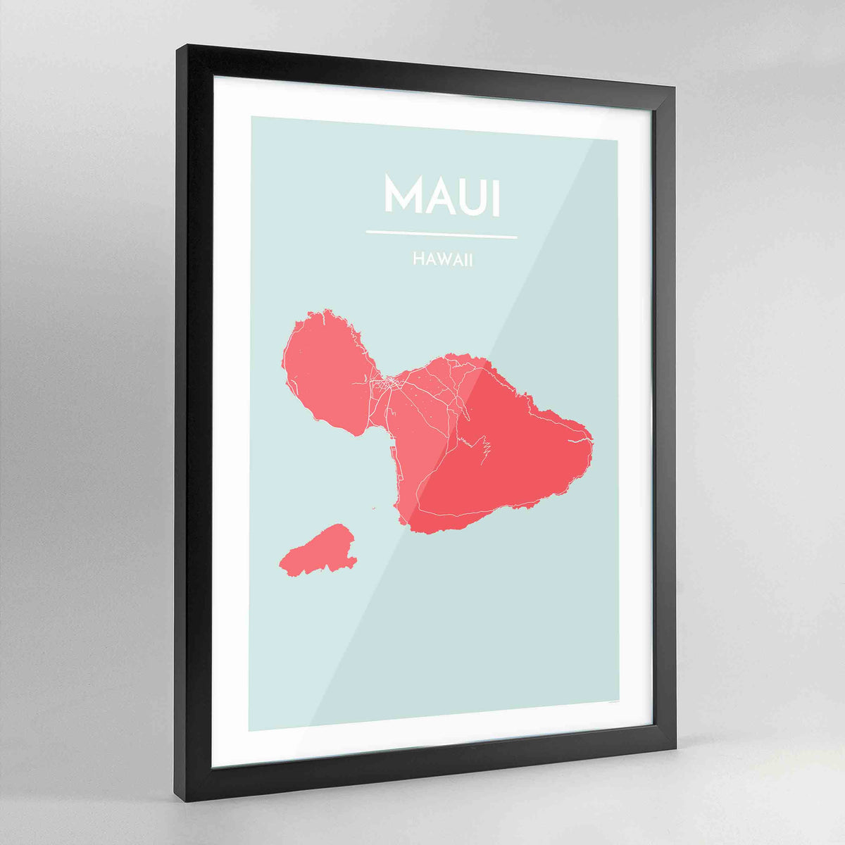 Framed Maui City Map Art Print - Point Two Design