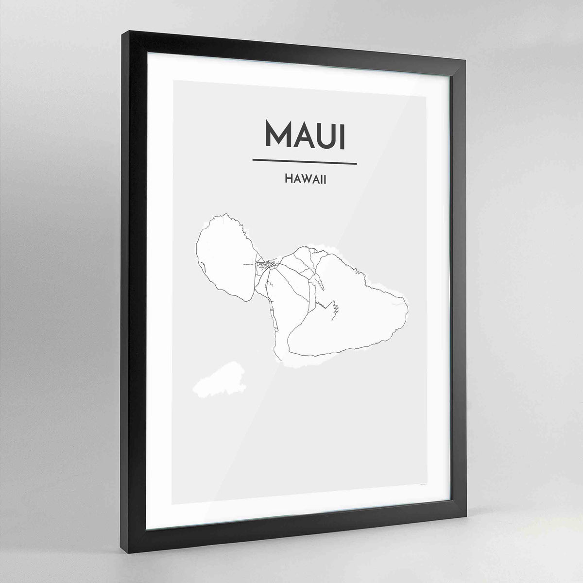 Maui Map Art Print - Framed