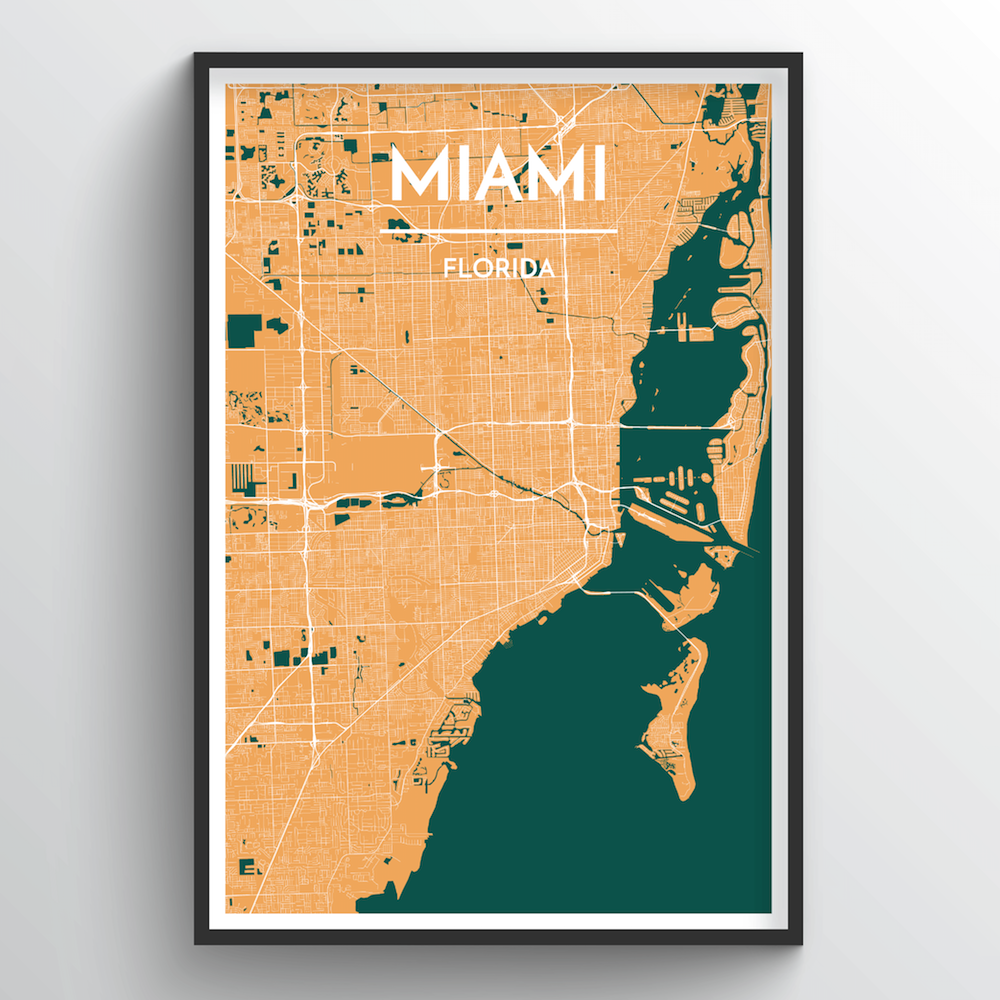 Miami Map Art Print - Point Two Design