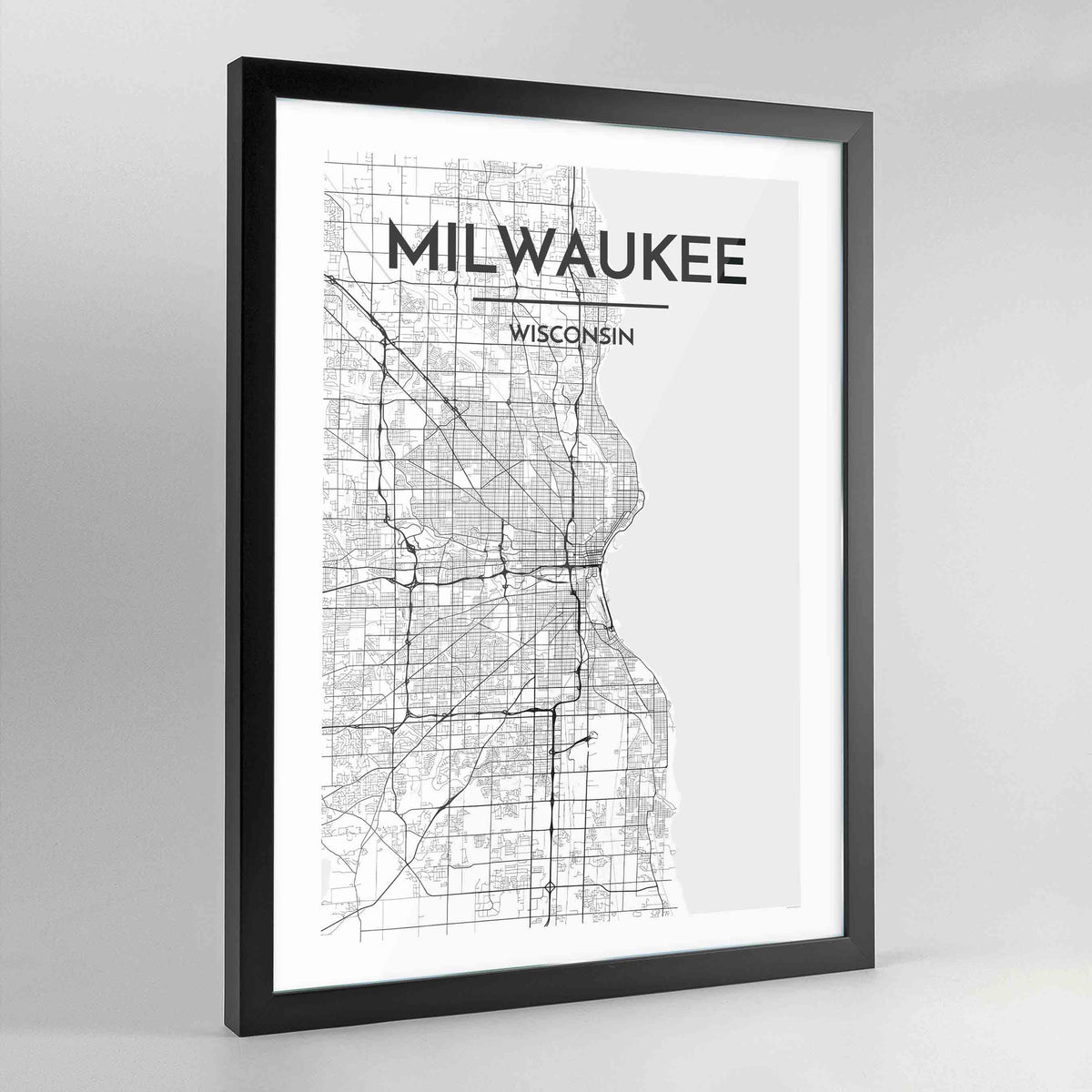 Milwaukee Map Art Print - Framed