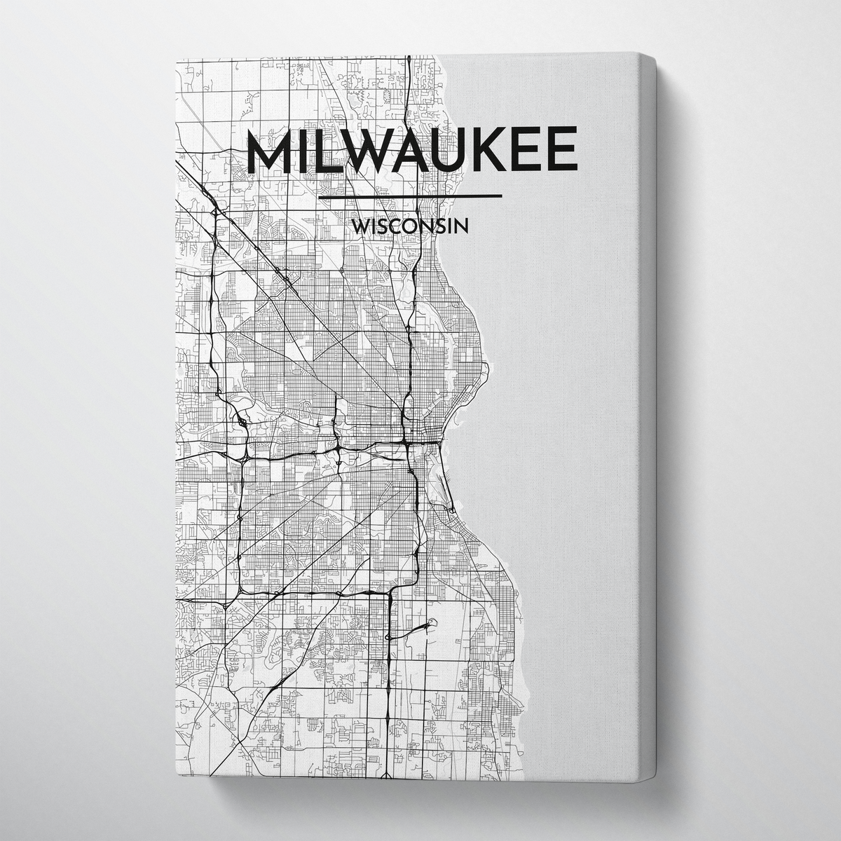 Milwaukee City Map Canvas Wrap - Point Two Design