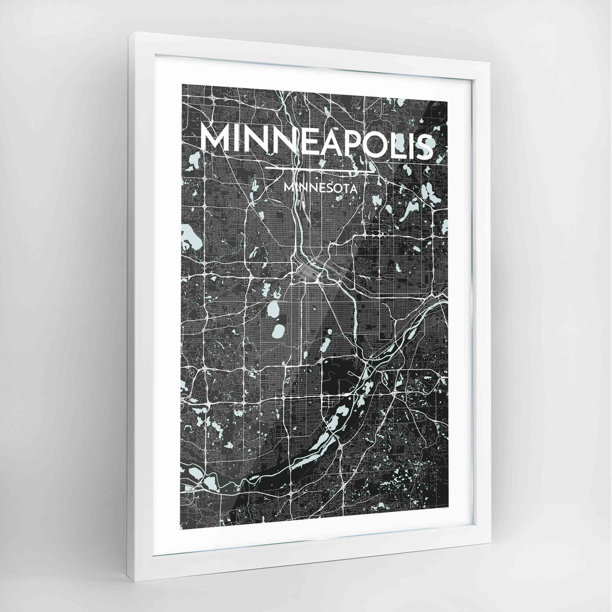 Minneapolis Map Art Print - Framed