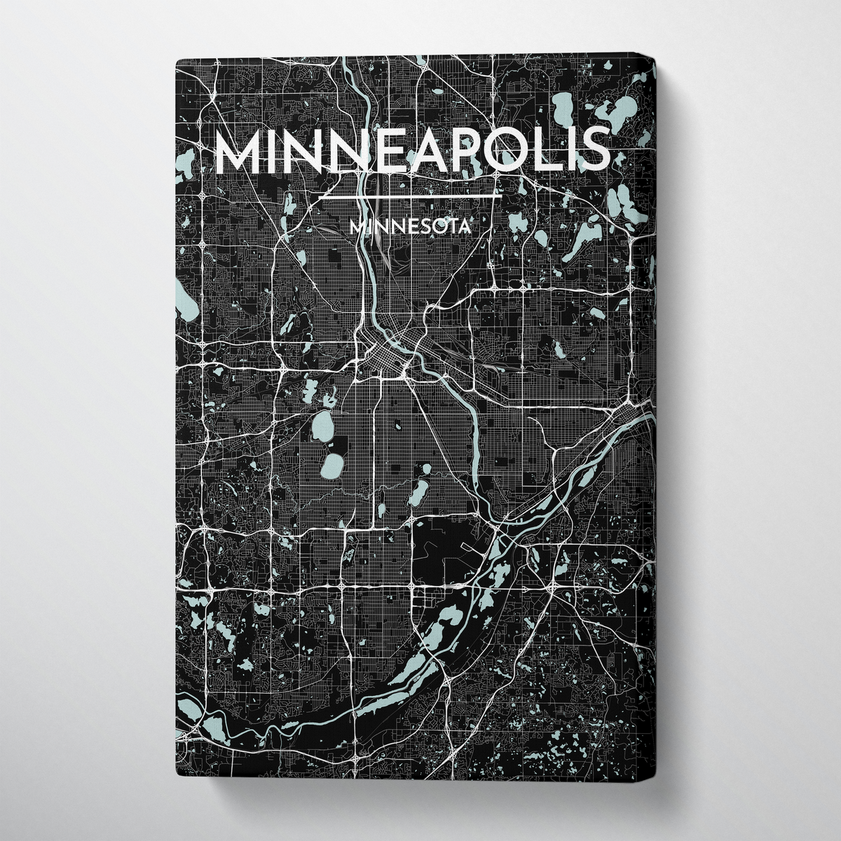 Minneapolis City Map Canvas Wrap - Point Two Design