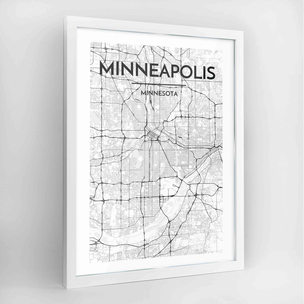 Minneapolis Map Art Print - Framed