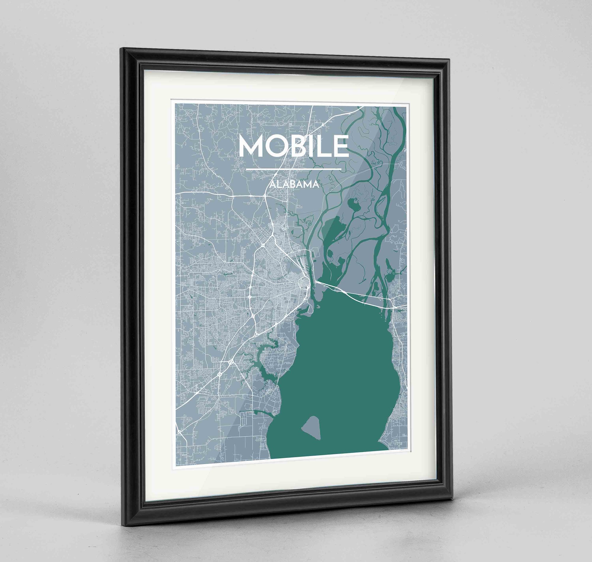 Framed Mobile Map Art Print 24x36" Traditional Black frame Point Two Design Group