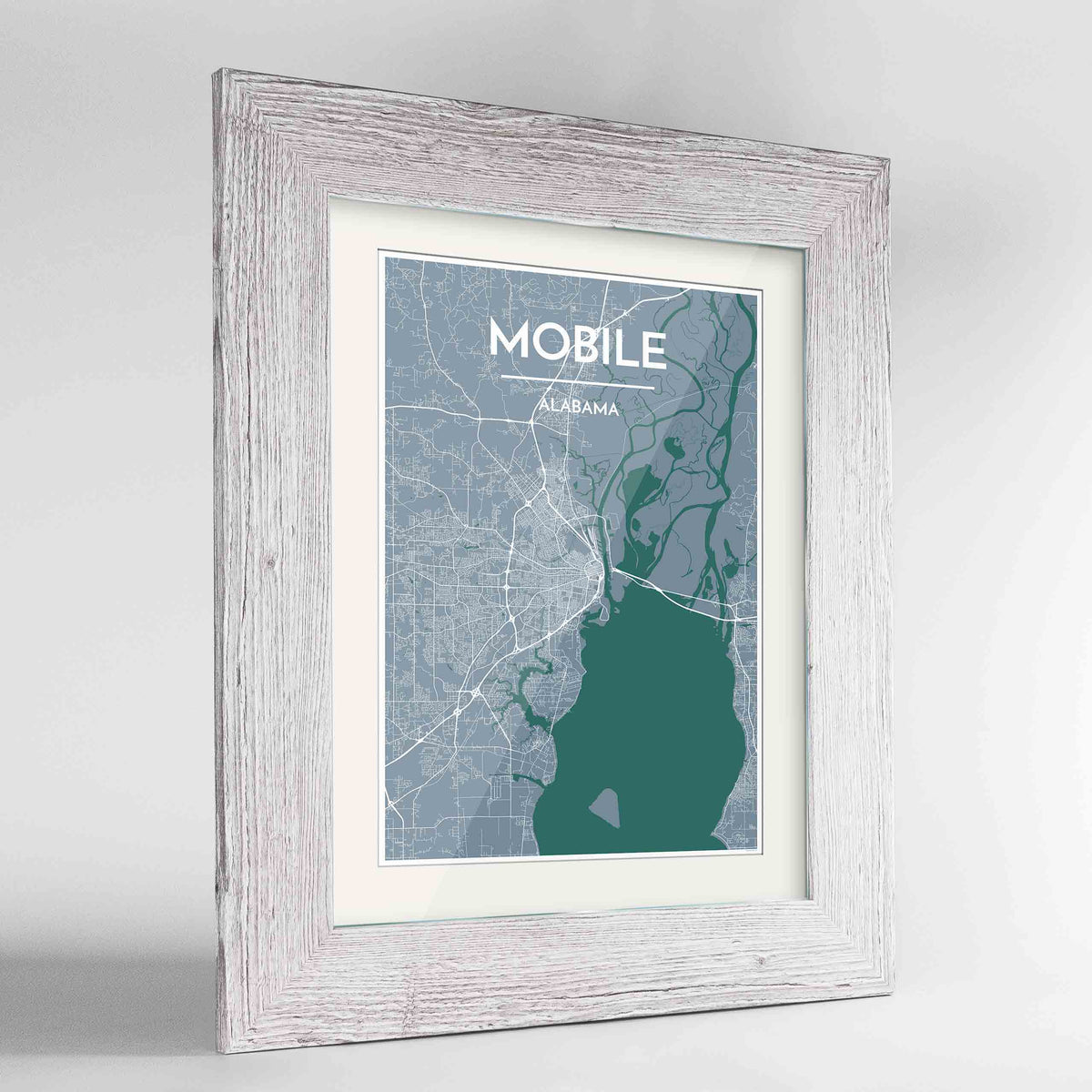 Framed Mobile Map Art Print 24x36&quot; Western White frame Point Two Design Group