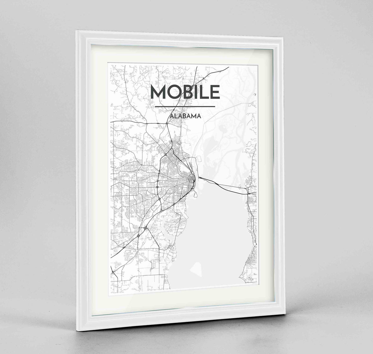 Framed Mobile Map Art Print 24x36&quot; Traditional White frame Point Two Design Group