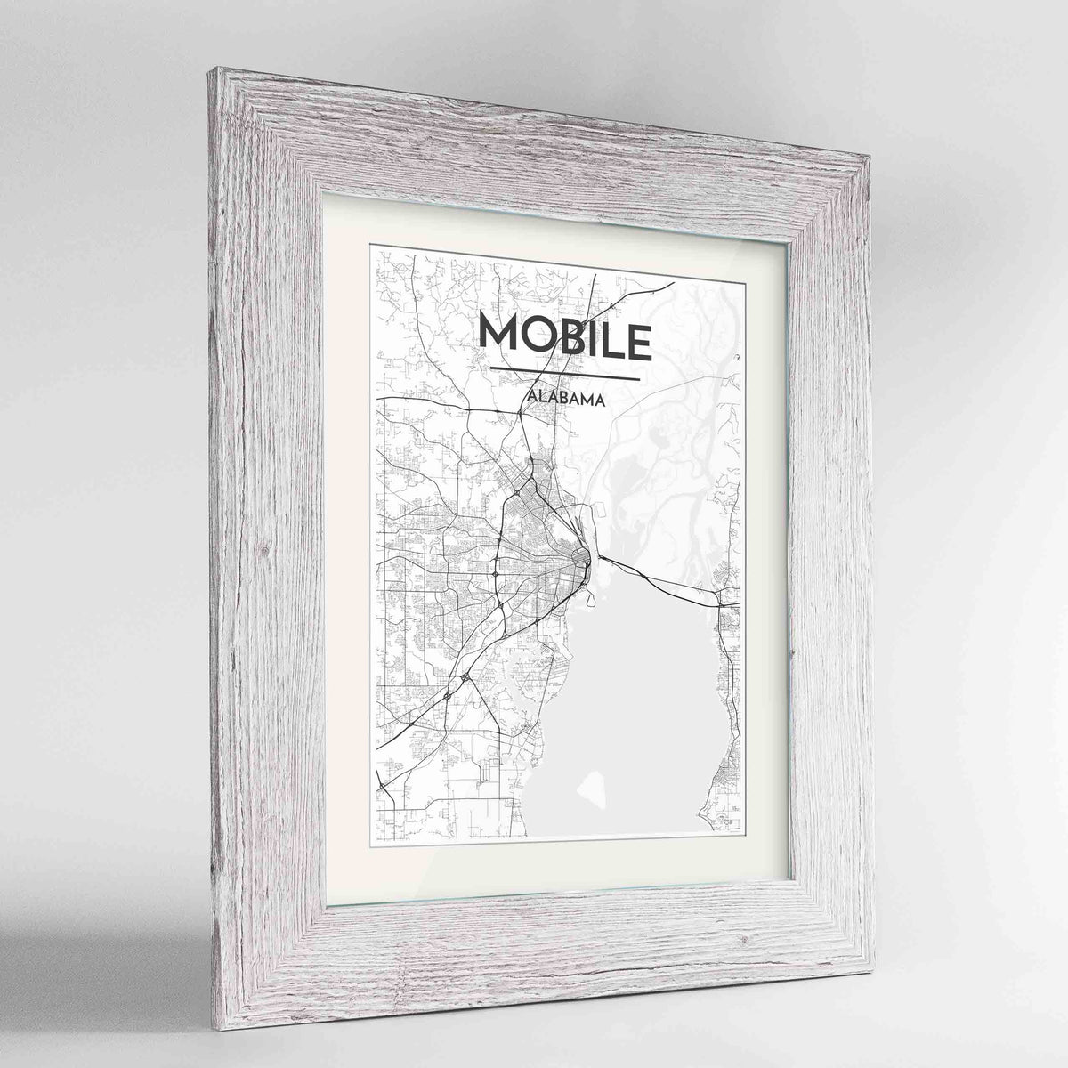 Framed Mobile Map Art Print 24x36&quot; Western White frame Point Two Design Group