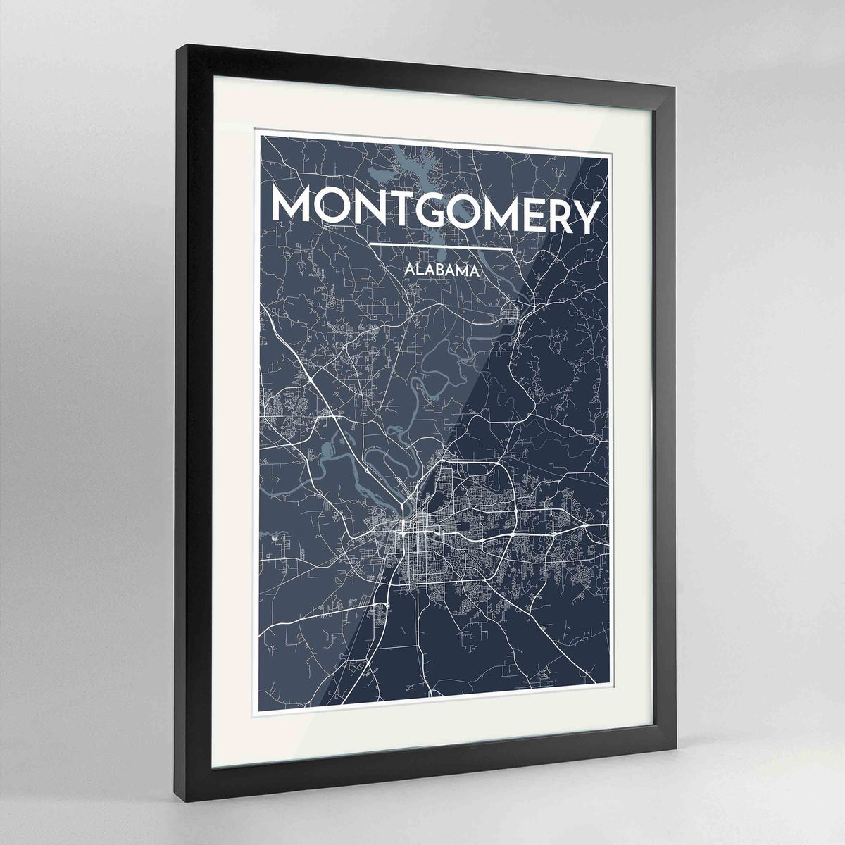 Framed Montgomery Map Art Print 24x36&quot; Contemporary Black frame Point Two Design Group