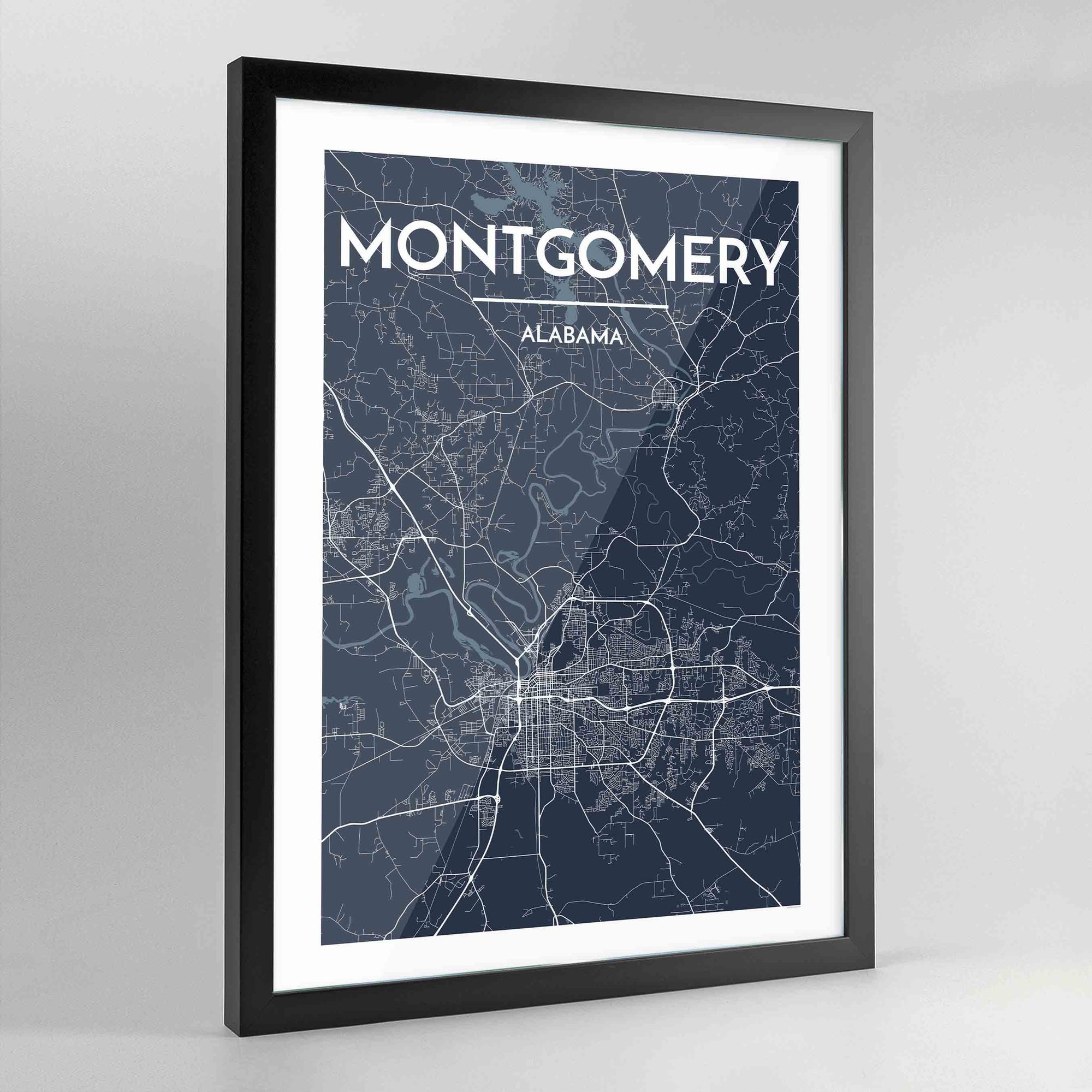 Framed Montgomery City Map Art Print - Point Two Design