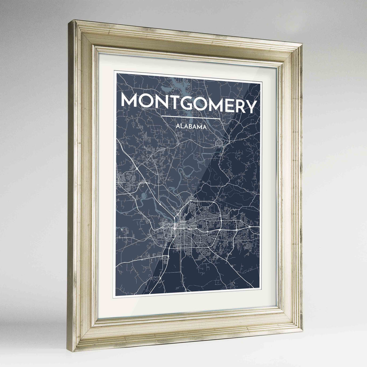 Framed Montgomery Map Art Print 24x36&quot; Champagne frame Point Two Design Group