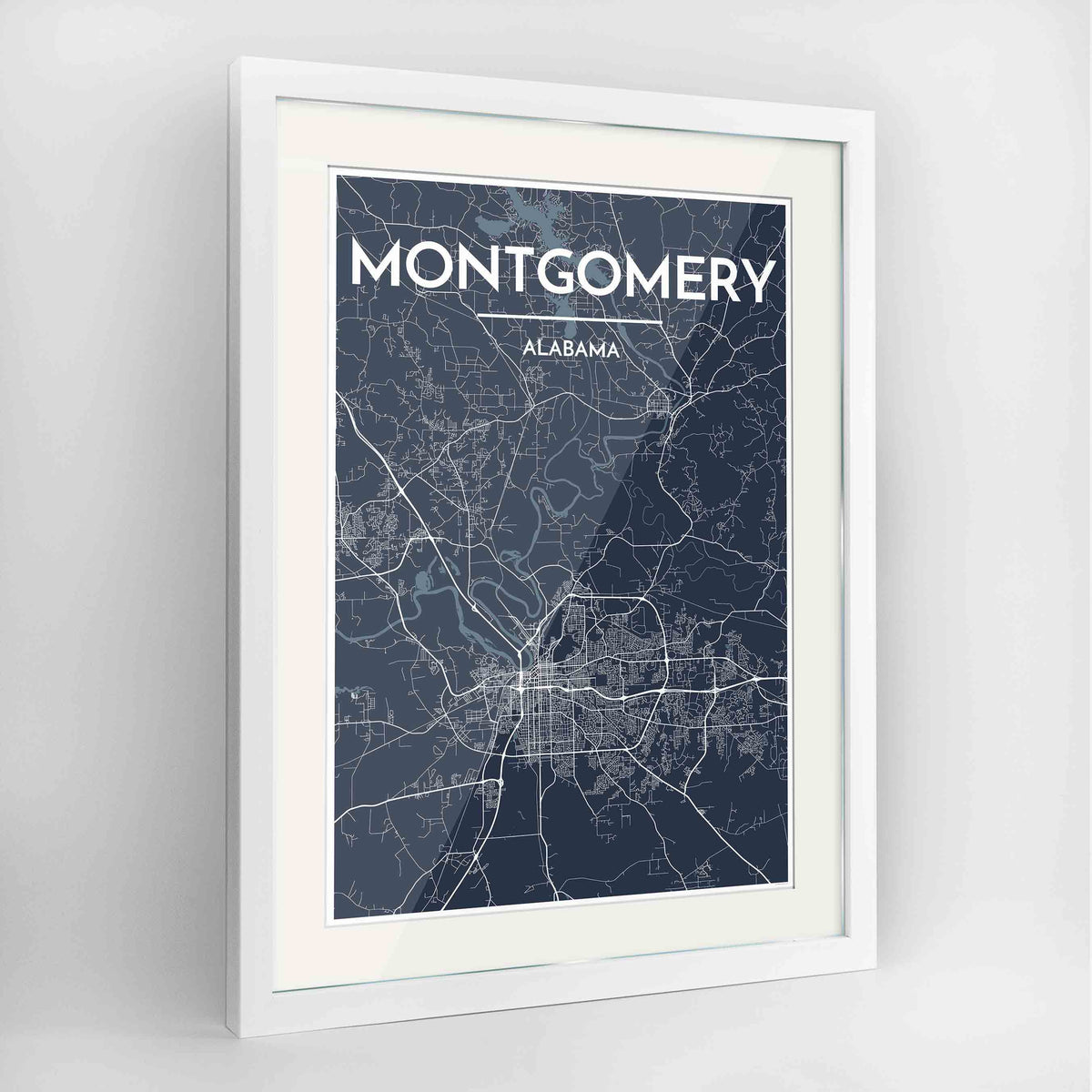 Framed Montgomery Map Art Print 24x36&quot; Contemporary White frame Point Two Design Group