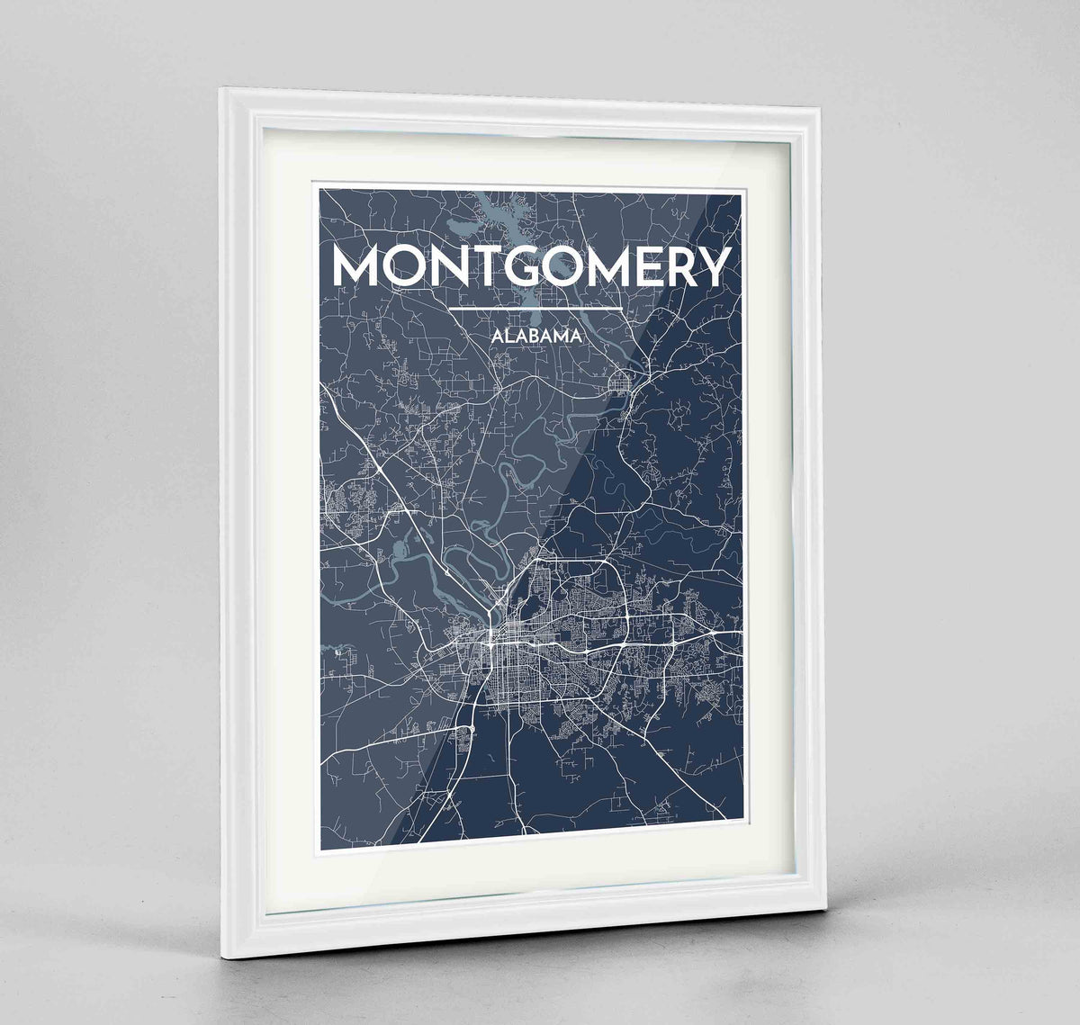 Framed Montgomery Map Art Print 24x36&quot; Traditional White frame Point Two Design Group