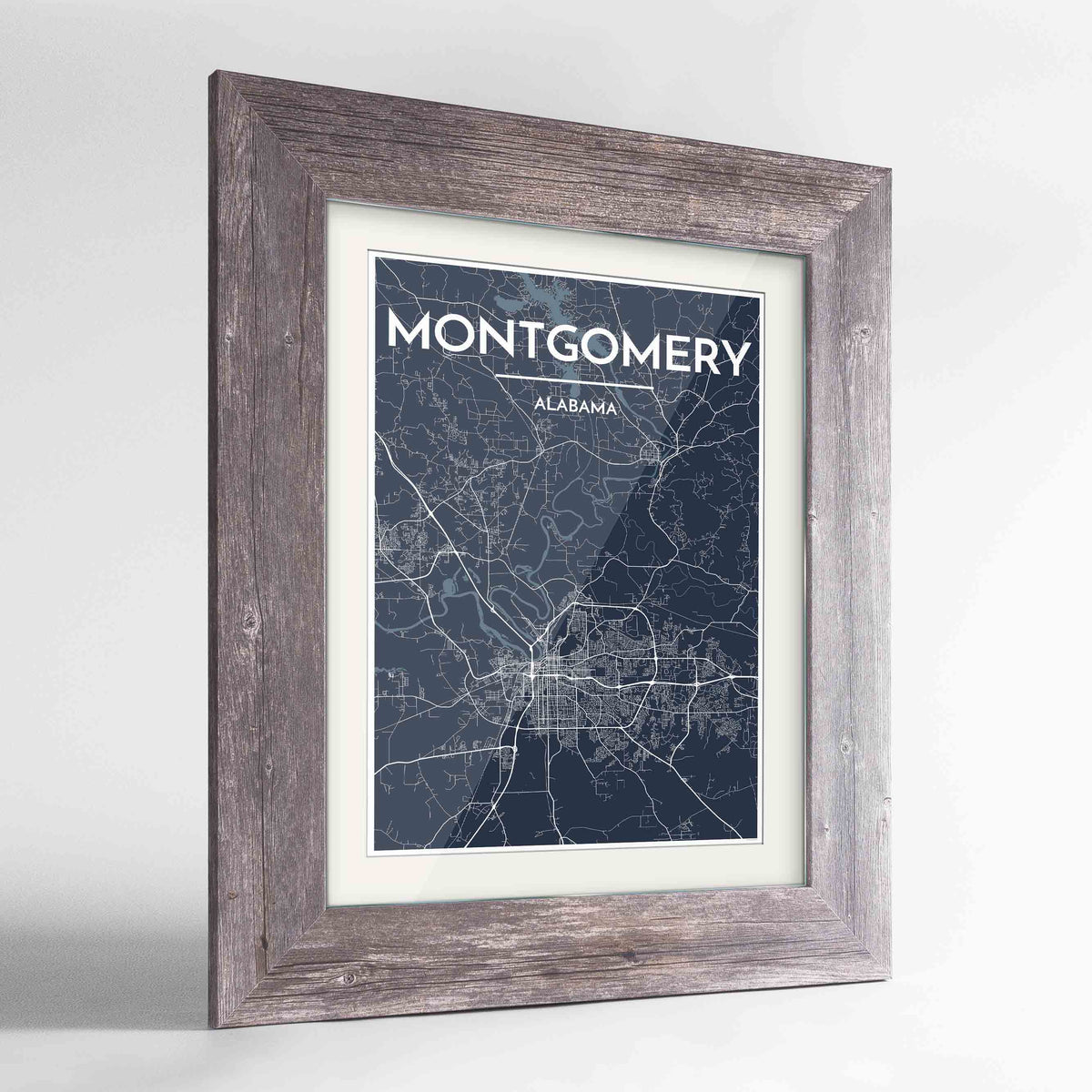 Framed Montgomery Map Art Print 24x36&quot; Western Grey frame Point Two Design Group