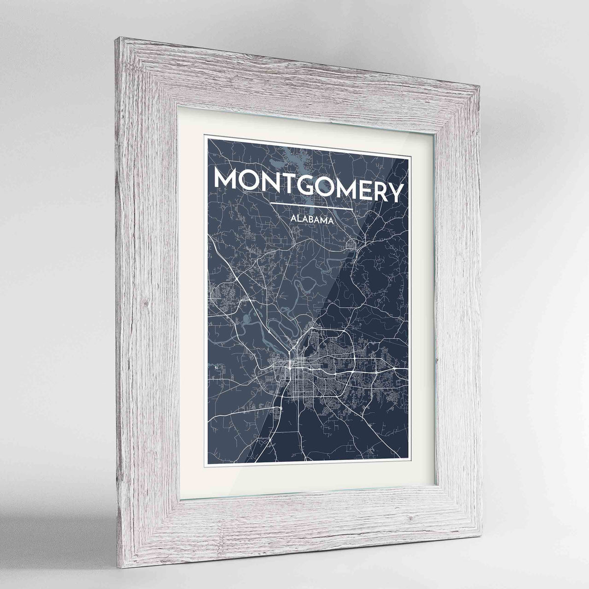 Framed Montgomery Map Art Print 24x36&quot; Western White frame Point Two Design Group