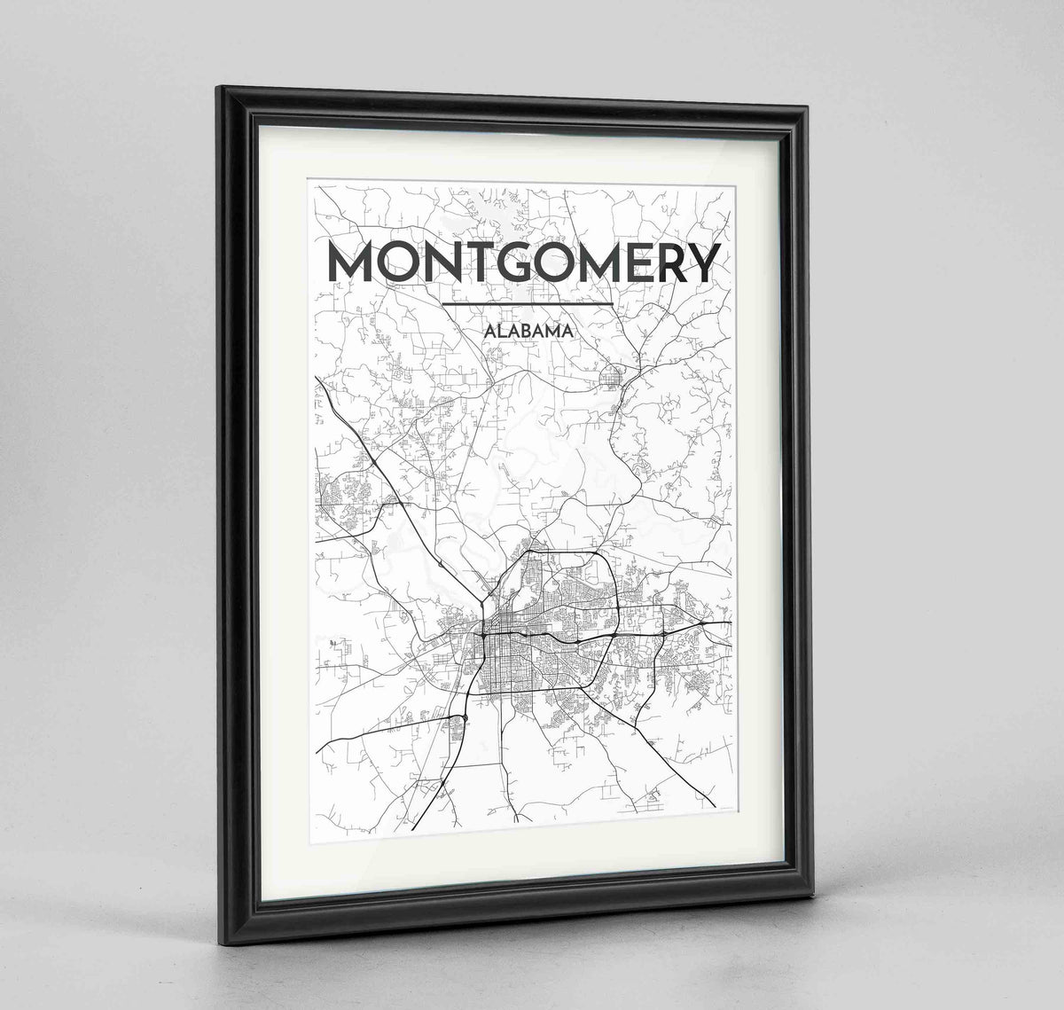 Framed Montgomery Map Art Print 24x36&quot; Traditional Black frame Point Two Design Group