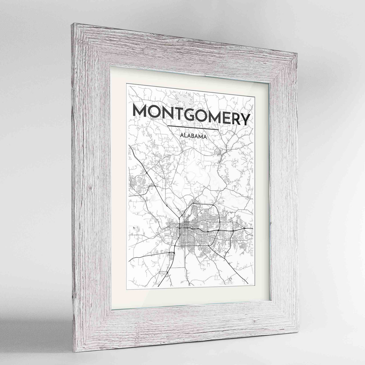 Framed Montgomery Map Art Print 24x36&quot; Western White frame Point Two Design Group