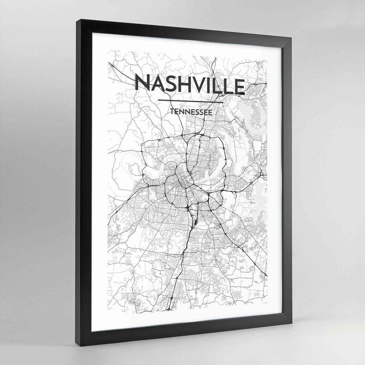 Nashville Map Art Print - Framed