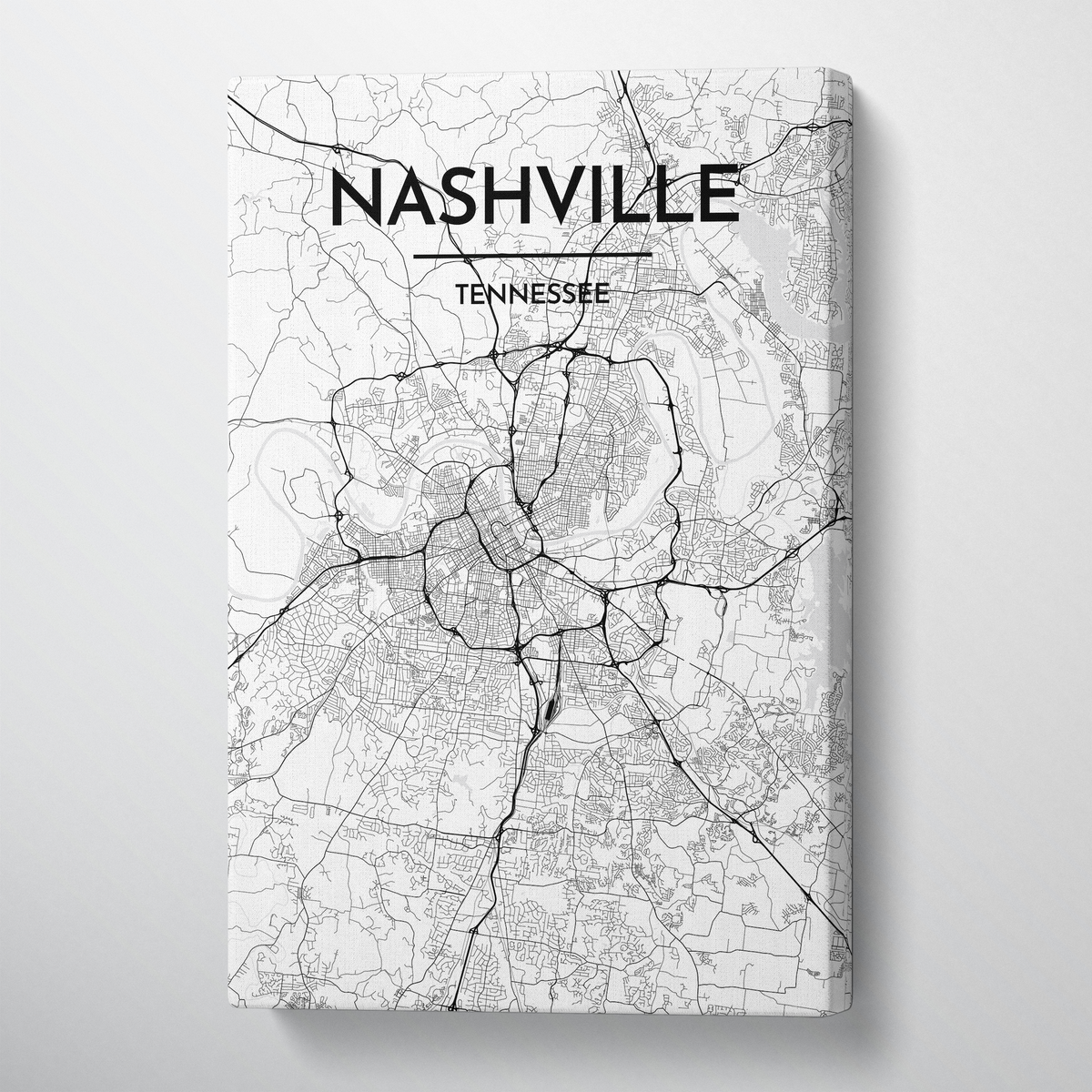 Nashville Map Art Print Map Canvas Wrap - Point Two Design