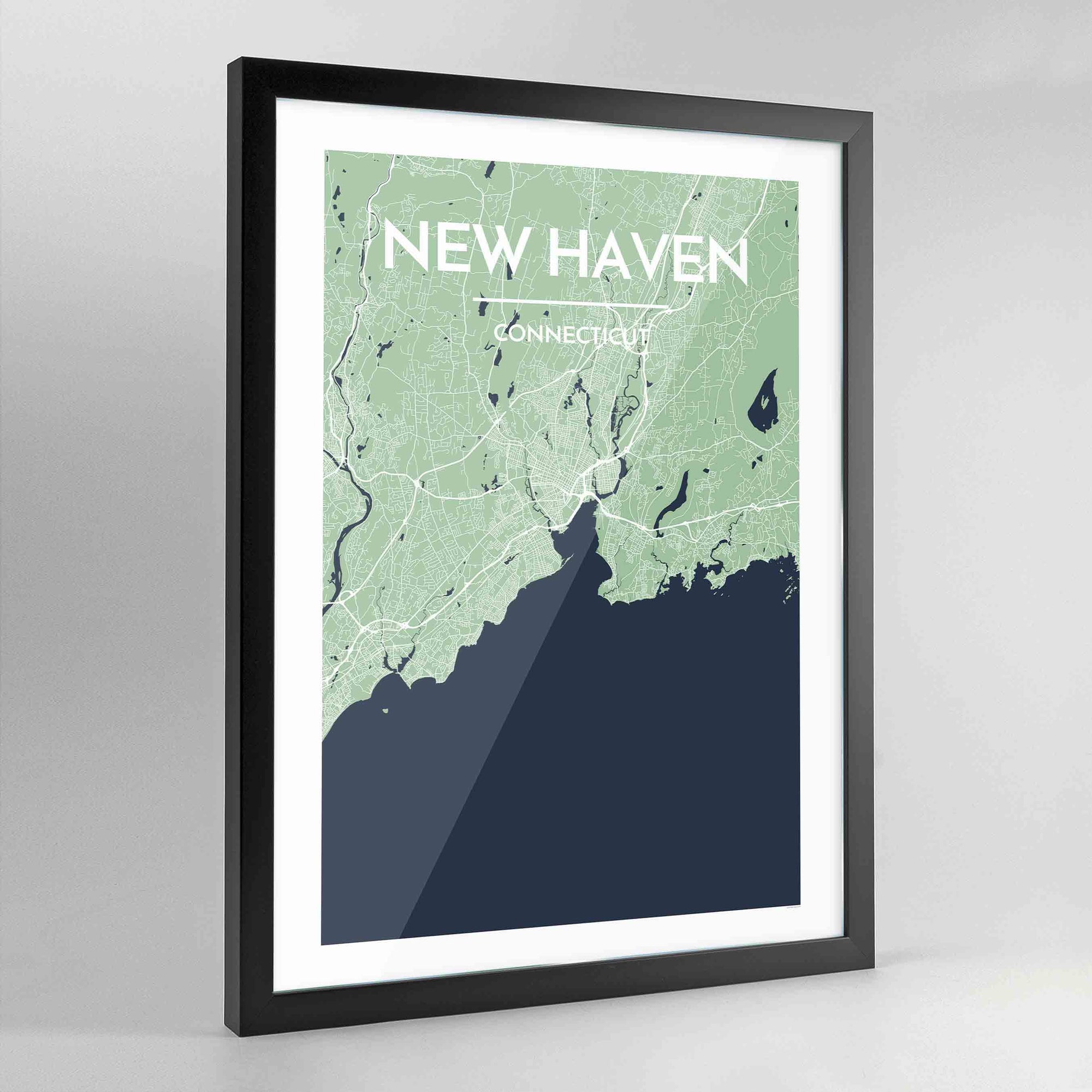 Framed New Haven City Map Art Print - Point Two Design