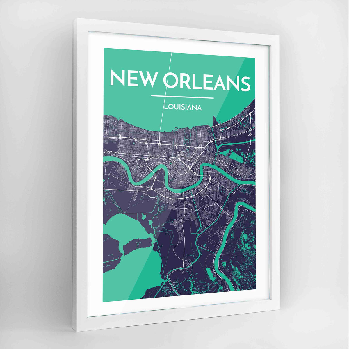 New Orleans Map Art Print - Framed