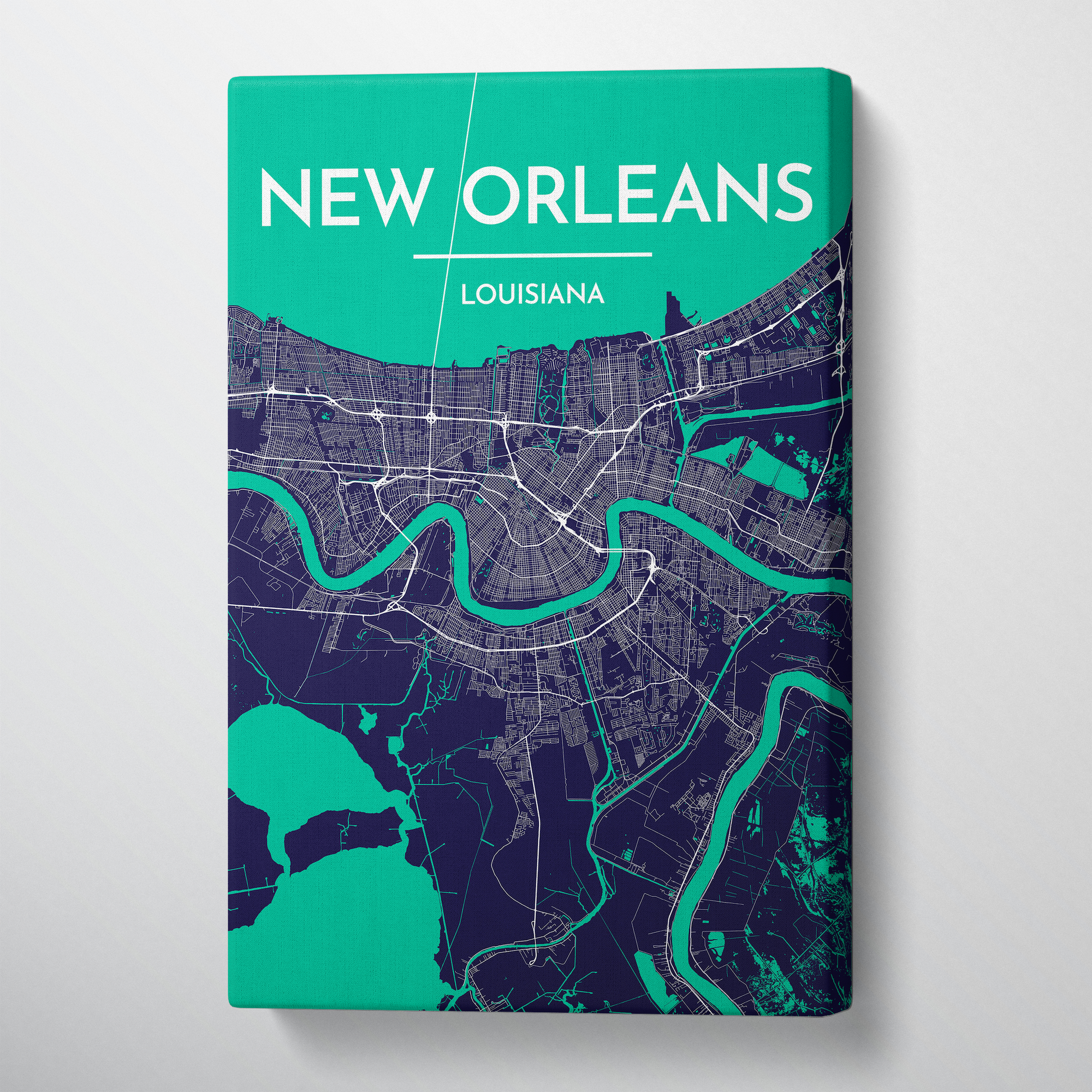 New Orleans City Map Canvas Wrap - Point Two Design