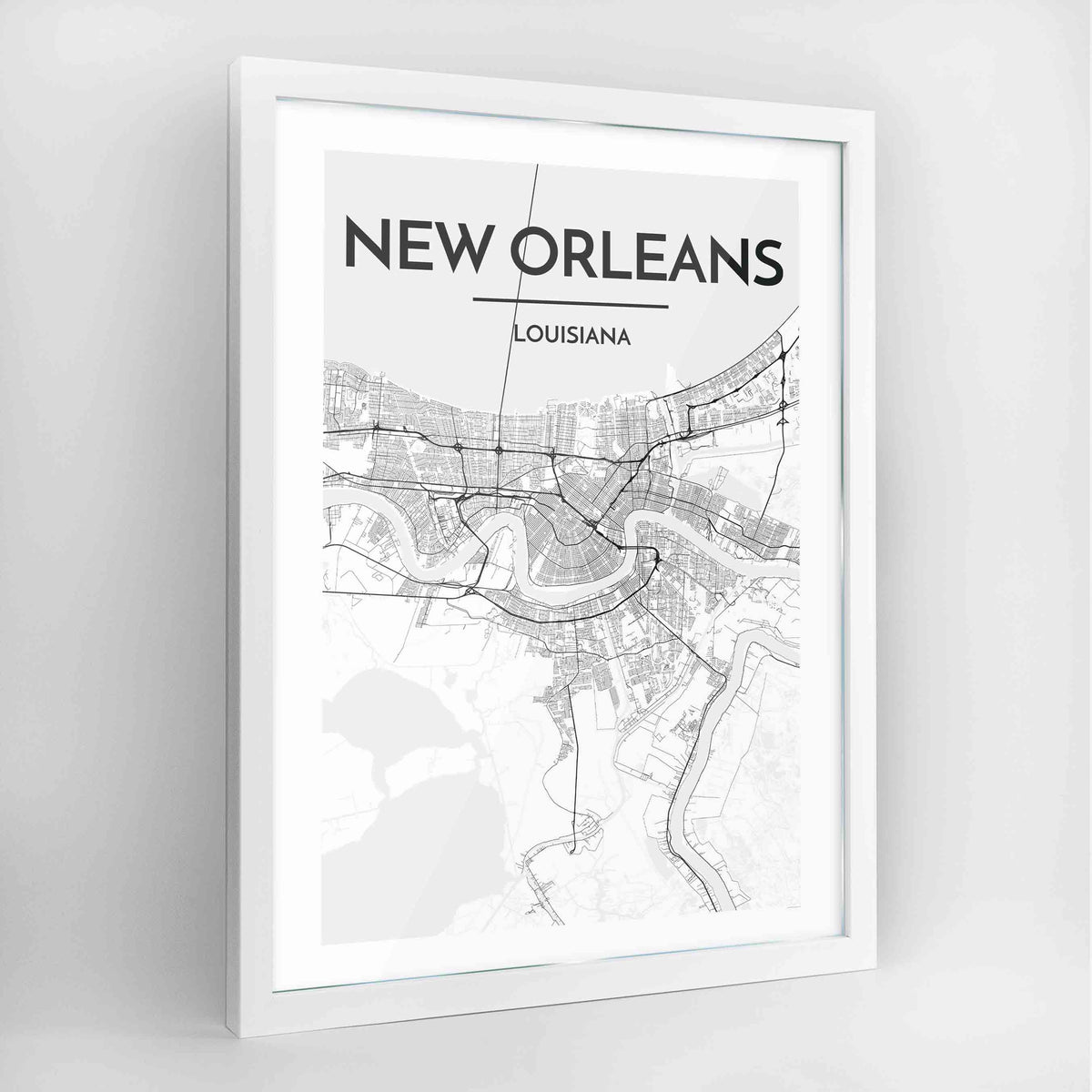 New Orleans Map Art Print - Framed