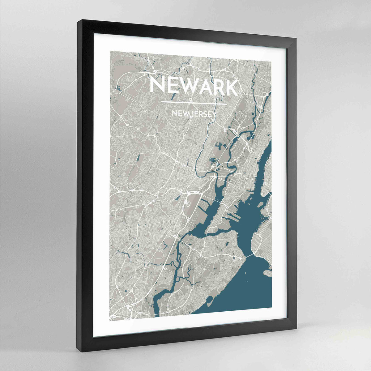 Framed Newark City Map Art Print - Point Two Design