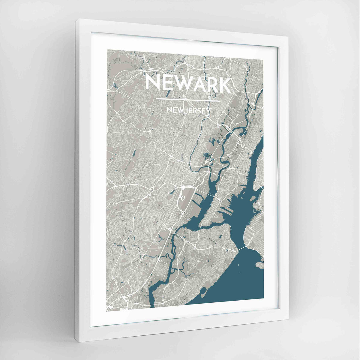 Newark Map Art Print - Framed