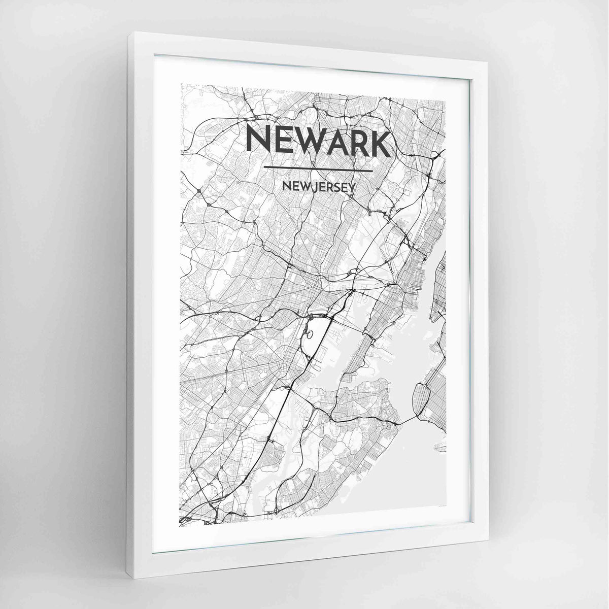 Newark Map Art Print - Framed