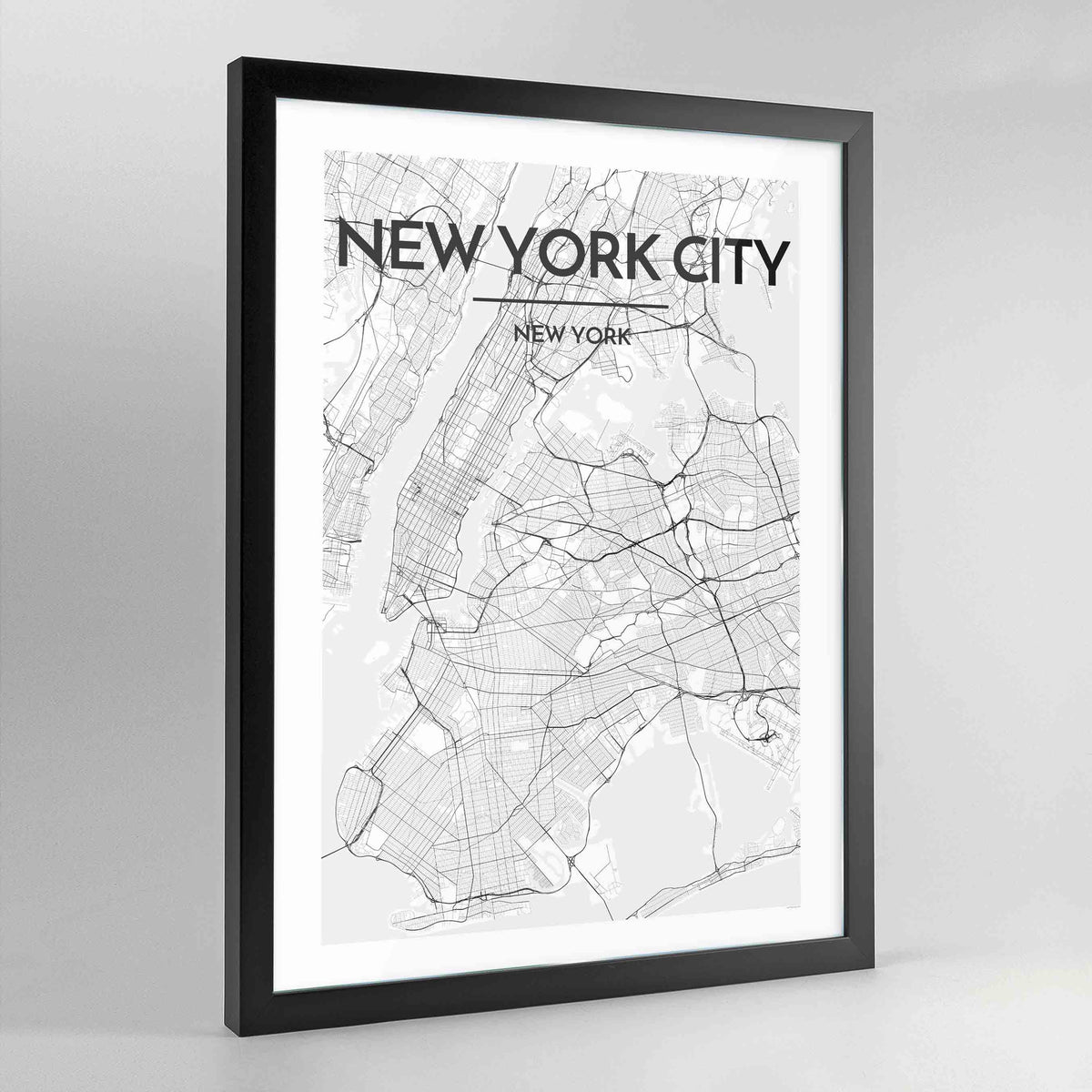 New York Map Art Print - Framed