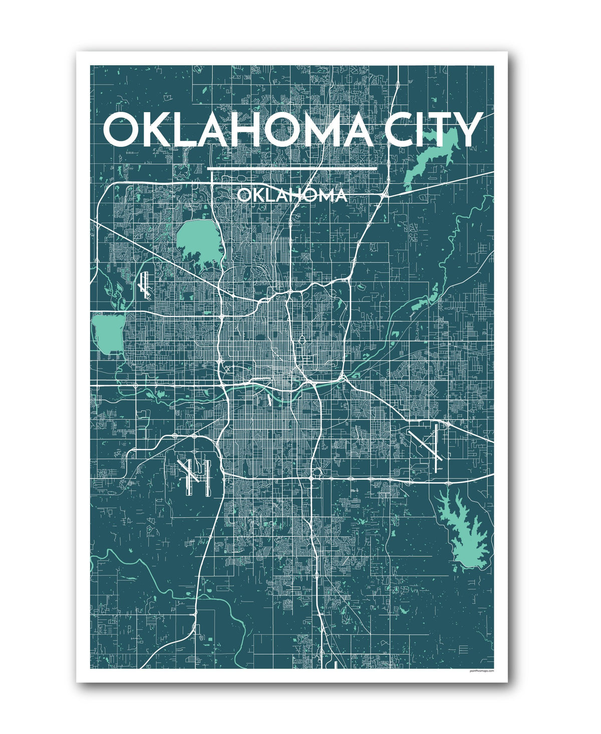 Oklahoma Map Art Print - Point Two Design