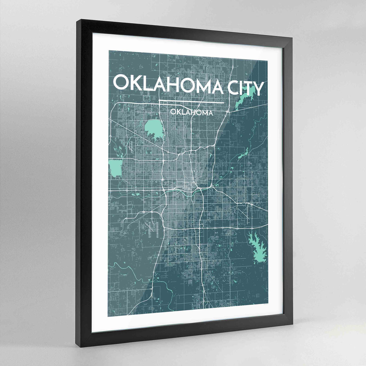 Framed Oklahoma City Map Art Print - Point Two Design