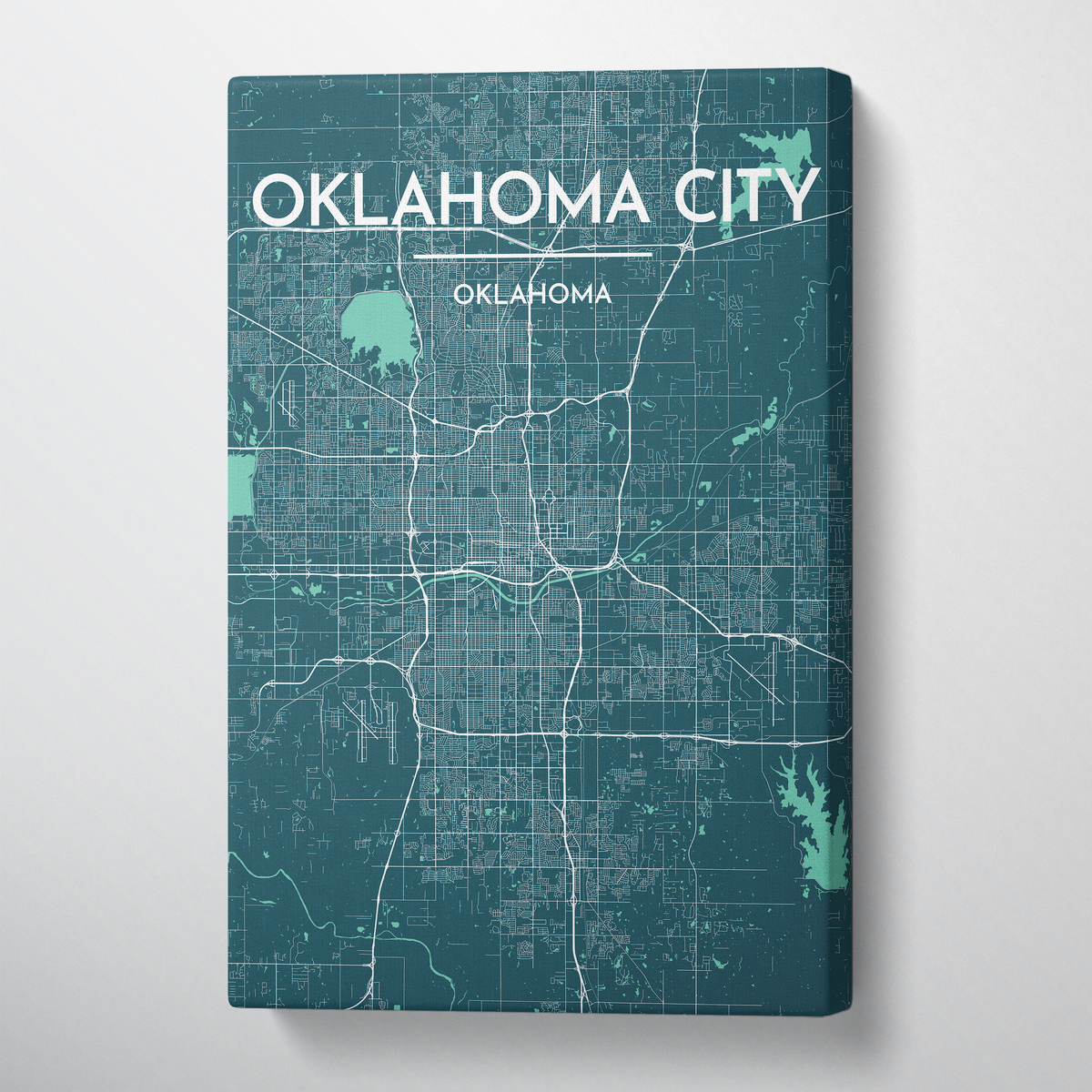 Oklahoma City Map Canvas Wrap - Point Two Design