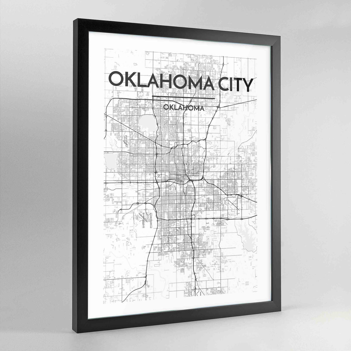 Oklahoma Map Art Print - Framed