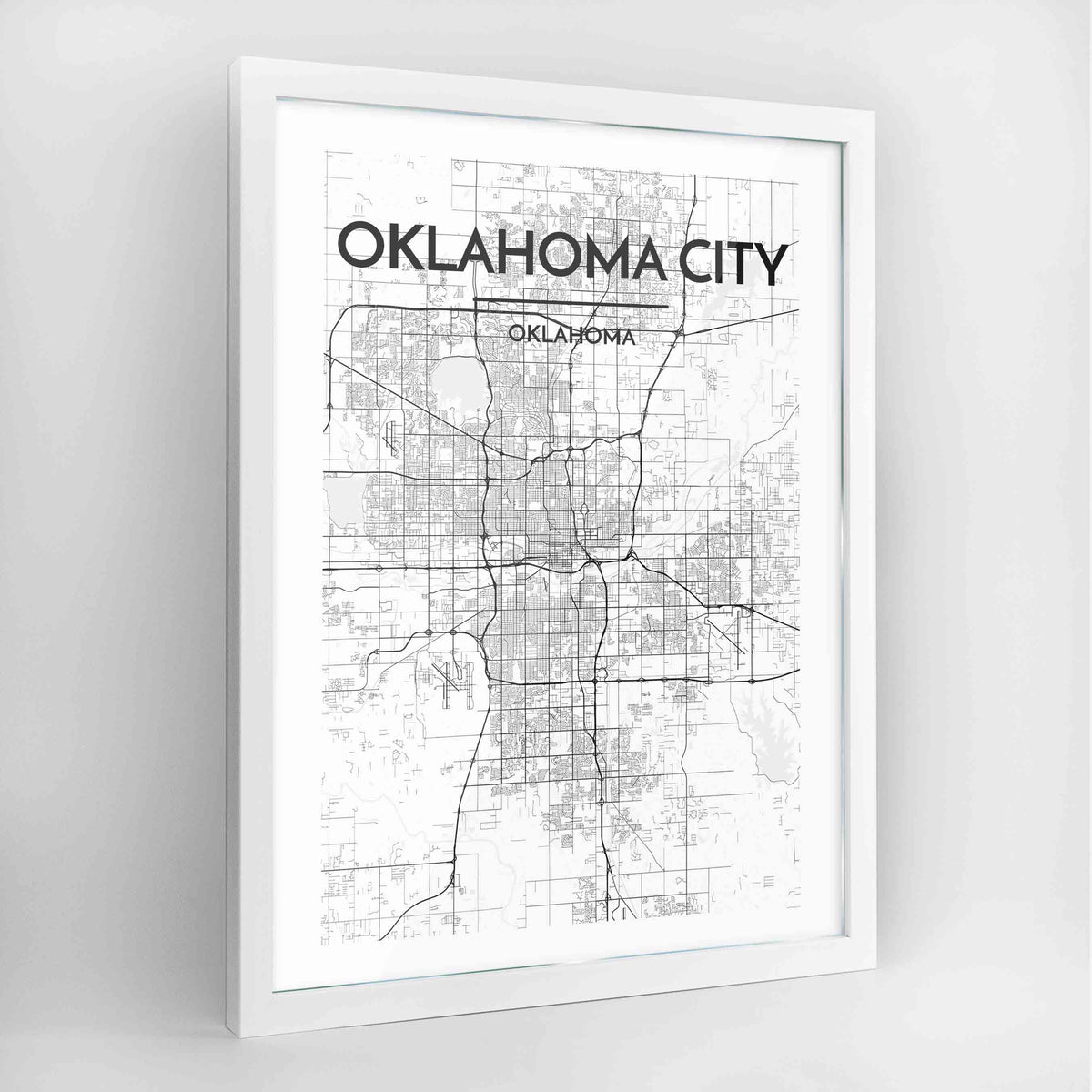 Oklahoma Map Art Print - Framed