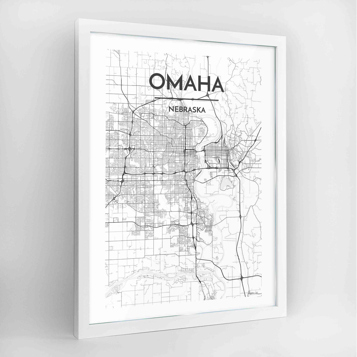 Omaha Map Art Print - Framed