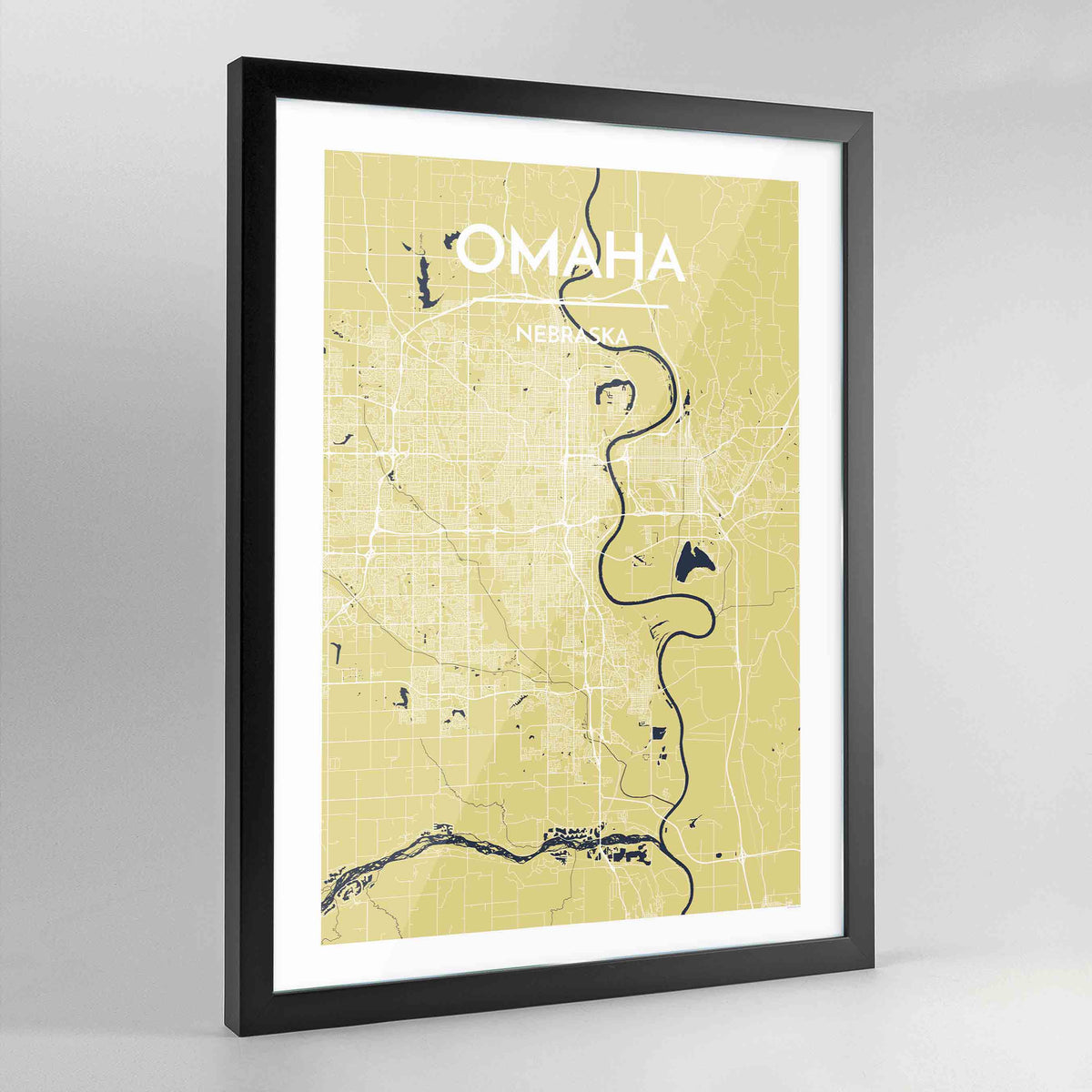 Framed Omaha City Map Art Print - Point Two Design