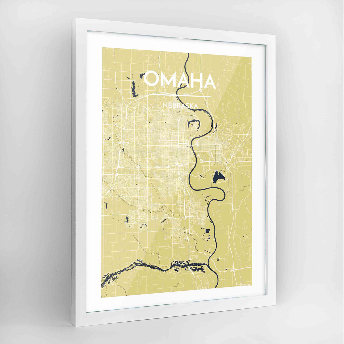 Omaha Map Art Print - Framed